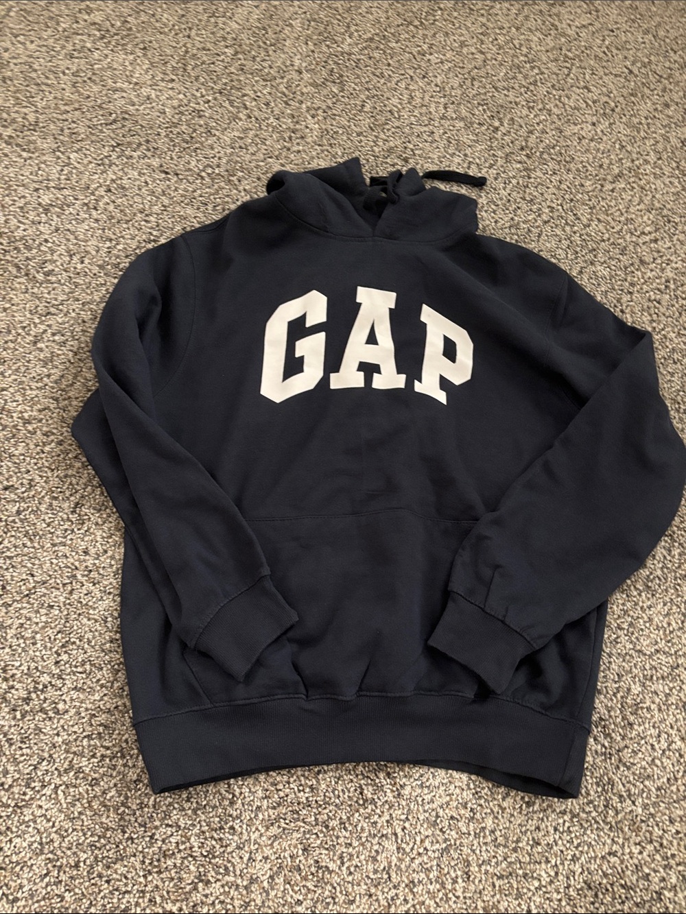 GAP Men's Dark Blue Hoodie with White Logo